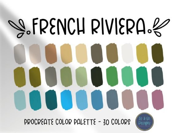 French Riviera Procreate Color Palette: 30 Hand-Picked Hues